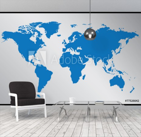 Picture of World map illustration on gray background